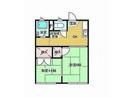 福間ハイツ(2DK/1階)の間取り写真