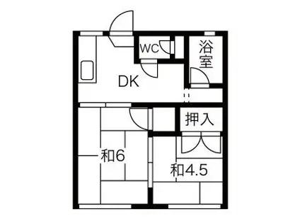 福間ハイツ(2DK/2階)の間取り写真