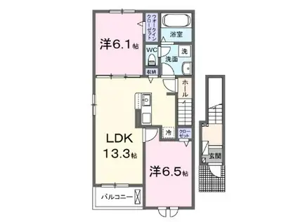アカンサス宗像Ⅱ(2LDK/2階)の間取り写真