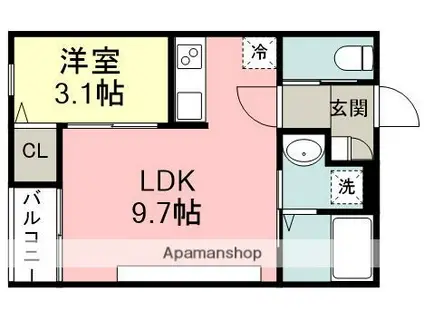 TASTE古賀(1LDK/2階)の間取り写真