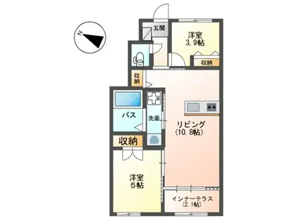 宗像市平井1丁目アパート(2LDK/1階)の間取り写真