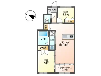 宗像市平井1丁目アパート(2LDK/1階)の間取り写真