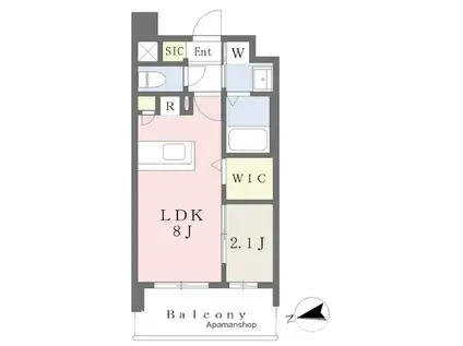 プラシオ箱崎駅前(1LDK/7階)の間取り写真