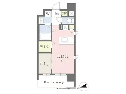 プラシオ箱崎駅前(1LDK/7階)の間取り写真