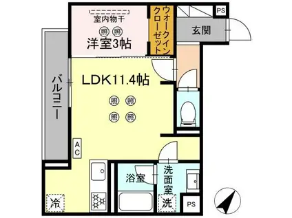 D-ROOM松香台(1LDK/2階)の間取り写真