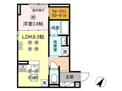 D-ROOM松香台(1LDK/1階)の間取り写真