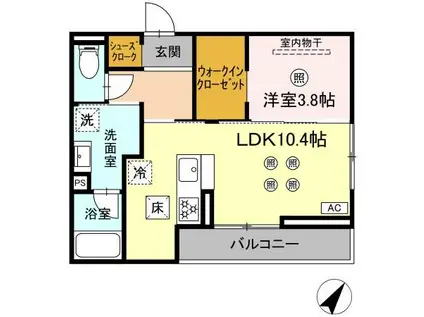 D-ROOM松香台(1LDK/1階)の間取り写真