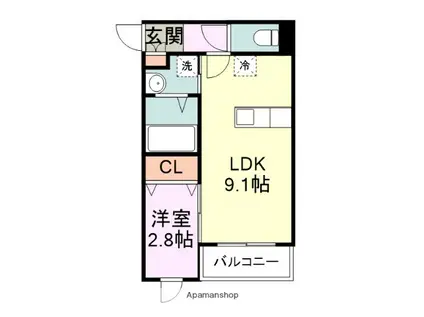 フェリシア馬出ファミリア(1LDK/1階)の間取り写真