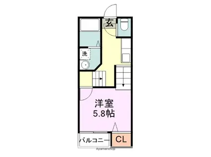 DRAFI箱崎(1K/1階)の間取り写真