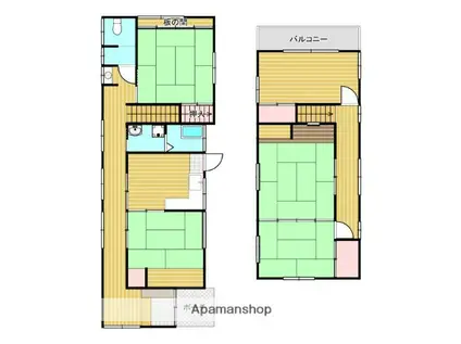 福岡県宮若市 2階建 築38年(5DK)の間取り写真