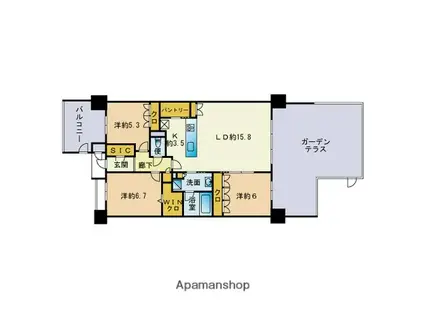 アイランドシティ・ザ・ガーデンⅤーⅡ(3LDK/1階)の間取り写真