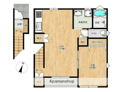 SUN HEALⅡ(1LDK/2階)の間取り写真