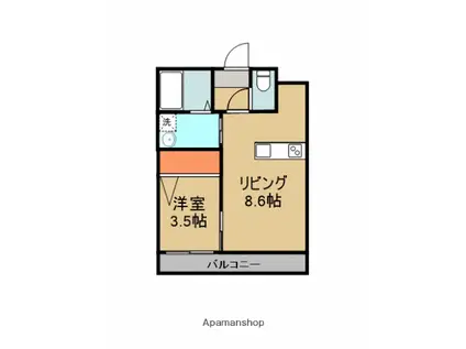 フィーリックス舞の里(1LDK/1階)の間取り写真