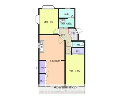 エステート智(2LDK/3階)の間取り写真