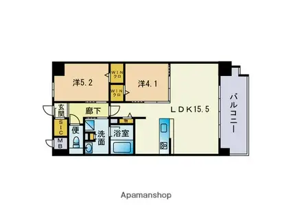 ウェルス雑餉隈駅前(2LDK/2階)の間取り写真