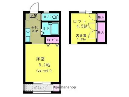 FUTEC-Ⅱ(1K/1階)の間取り写真