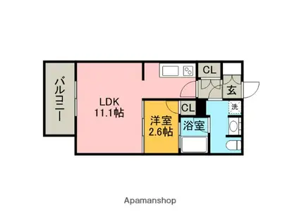 ガーデンコート高宮(1LDK/4階)の間取り写真