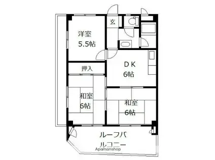 第2南部ビル(3DK/2階)の間取り写真