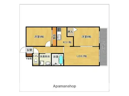 RSレジデンス金隈(2LDK/2階)の間取り写真