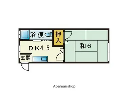 上牟田サンコーポB(1DK/1階)の間取り写真