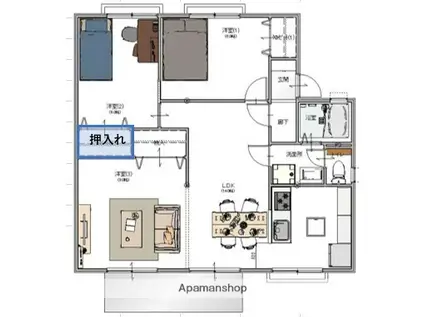 ガーデンハウス鷹巣A棟(3LDK/1階)の間取り写真