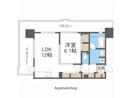 テングッド渡辺通(1LDK/6階)の間取り写真