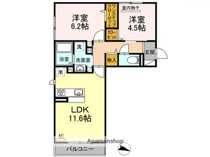 D-ROOM西長住 弐番館(2LDK/2階)の間取り写真