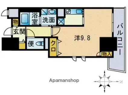 アルフォート天神(1K/10階)の間取り写真