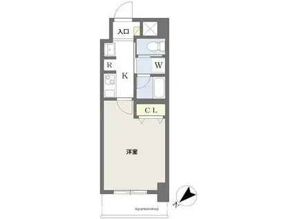 レブリアント大橋南(1K/7階)の間取り写真