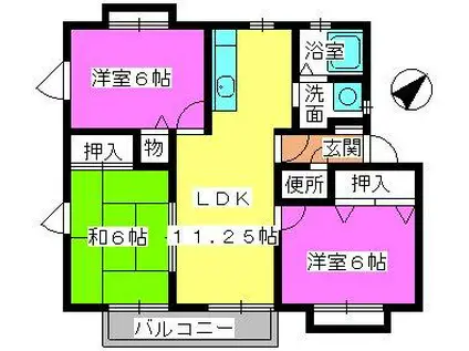 メロディ三浦(3LDK/2階)の間取り写真