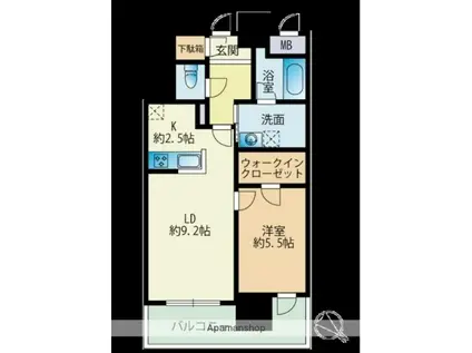 RJRプレシア天神サウス(1LDK/12階)の間取り写真