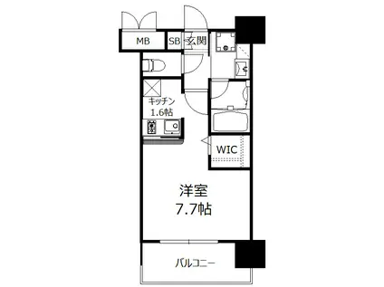 エンクレストベイ天神東Ⅱ(1K/11階)の間取り写真