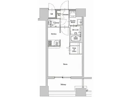 エンクレスト博多駅南STREET(1K/7階)の間取り写真