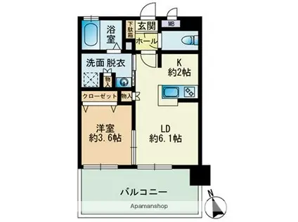 サニークレスト東比恵(1LDK/3階)の間取り写真