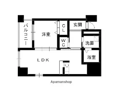 ラルジュエル博多(1LDK/2階)の間取り写真