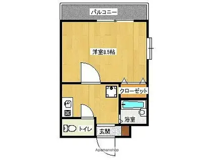 コスモノート(1K/2階)の間取り写真