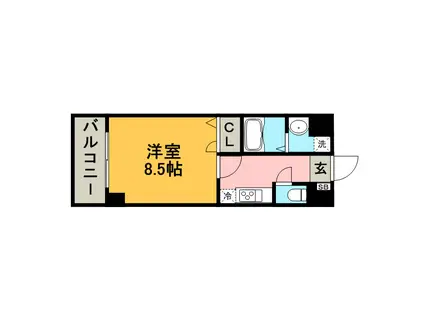 エンクレスト祇園(1K/8階)の間取り写真