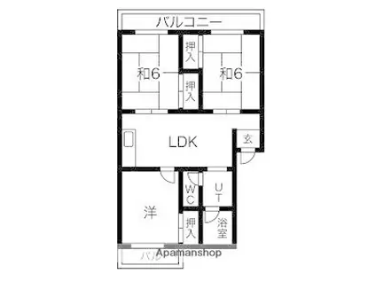 第3ヒロカネビル(3LDK/5階)の間取り写真