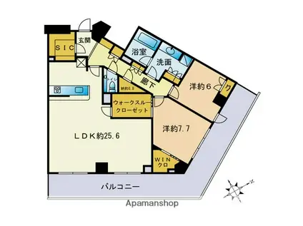 ザ・パークハウス福岡タワーズイースト(2SLDK/22階)の間取り写真