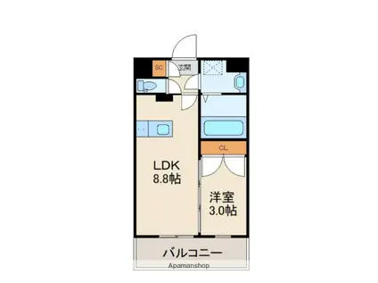 レジデンス百年橋リバーサイド(1LDK/3階)の間取り写真