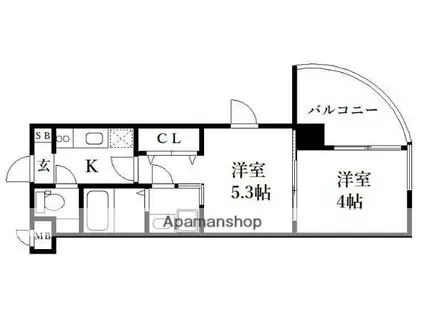アクタス天神Ⅲ(2K/6階)の間取り写真
