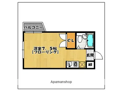 モントーレ地行(ワンルーム/2階)の間取り写真