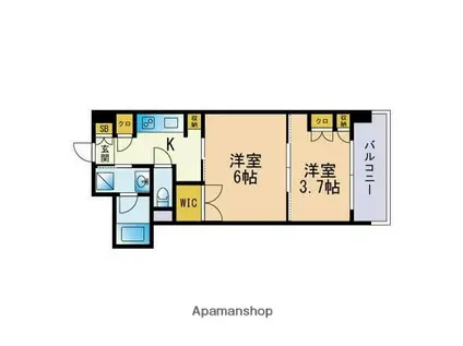 クラス博多駅南(1LDK/4階)の間取り写真