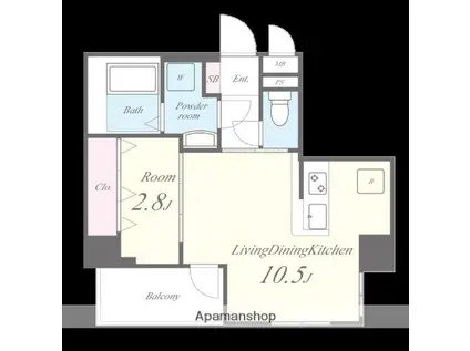 リューデサンテ(1LDK/9階)の間取り写真