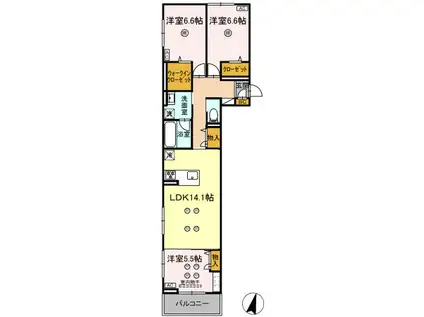 TORISIA T サウス(3LDK/3階)の間取り写真