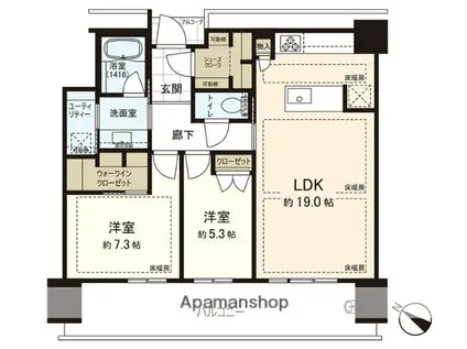 グランドメゾン福岡 THE CENTRAL LUXE(2LDK/13階)の間取り写真