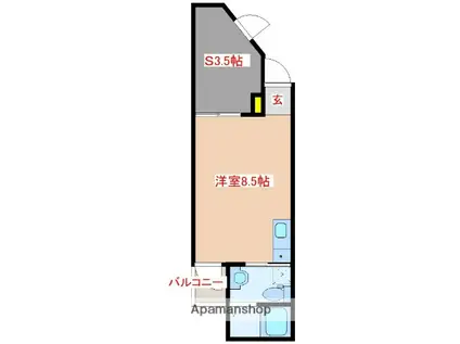 ガレット南福岡(ワンルーム/4階)の間取り写真