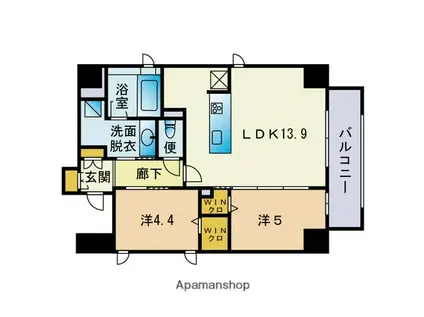 ウェルス神屋町(2LDK/11階)の間取り写真