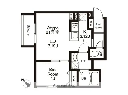 CHERIM南福岡Ⅴ(1LDK/2階)の間取り写真