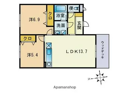 アムールボン・アンジュⅣ(2LDK/1階)の間取り写真